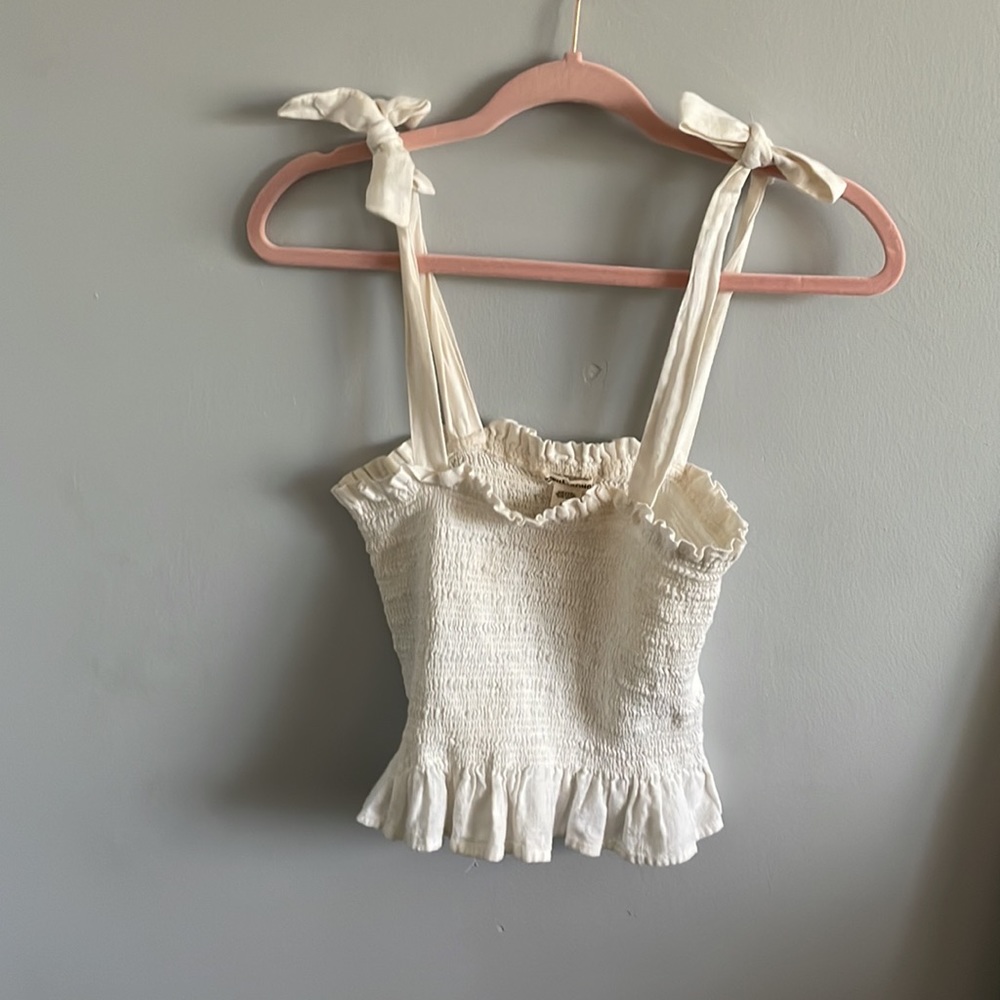 Billabong to the Point Smocked Sleeve Crop Top